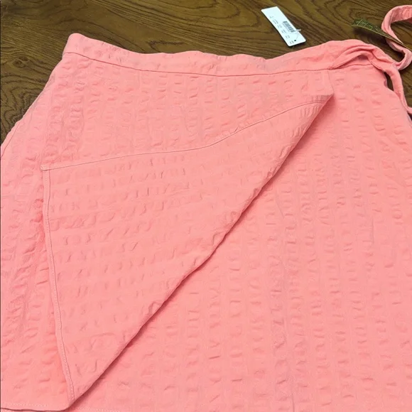 J Crew Coral Cotton Faux Wrap Skirt BNWT - Picture 12 of 12